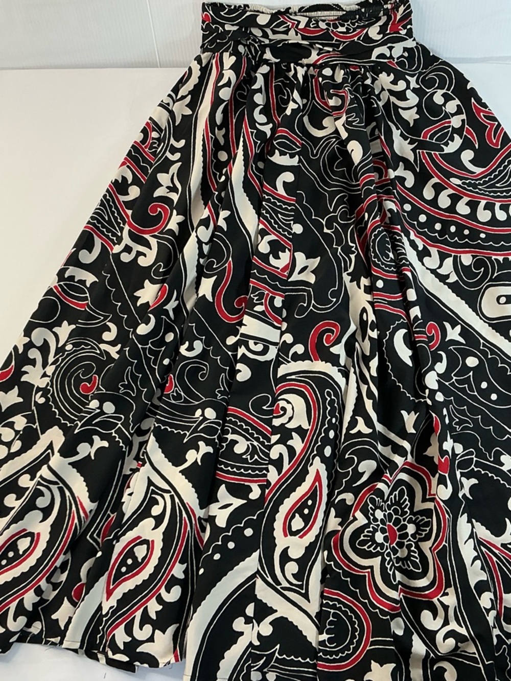 Cato Black White and Red Paisley Maxi Skirt